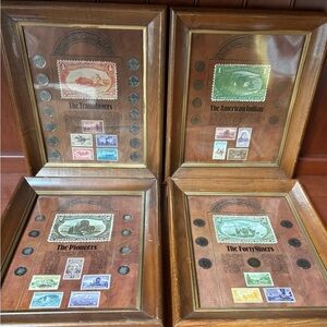 Framed American Indian / Pioneer Stamp and Coin Set 4